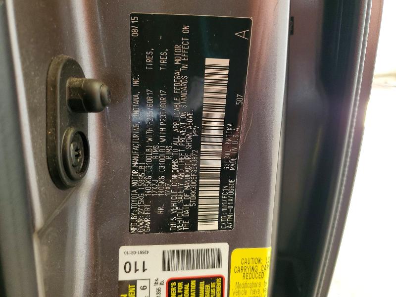 Продажа на аукционе авто 2015 Toyota Sienna, vin: 5TDKK3DC6FS643872, номер лота: 66698626