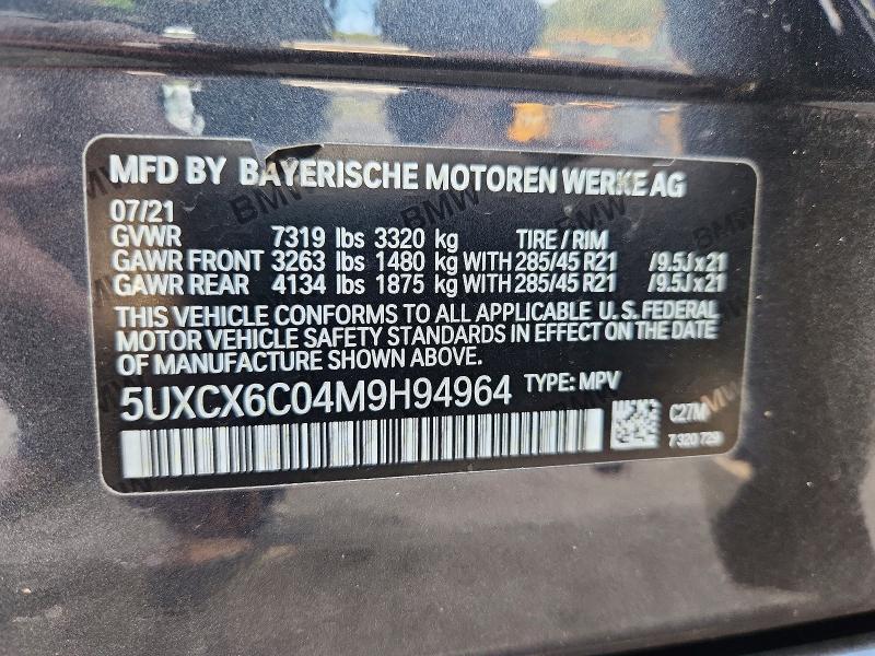 Aukcja sprzedaży 2021 Bmw X7, vin: 5UXCX6C04M9H94964, numer aukcji: 69902116