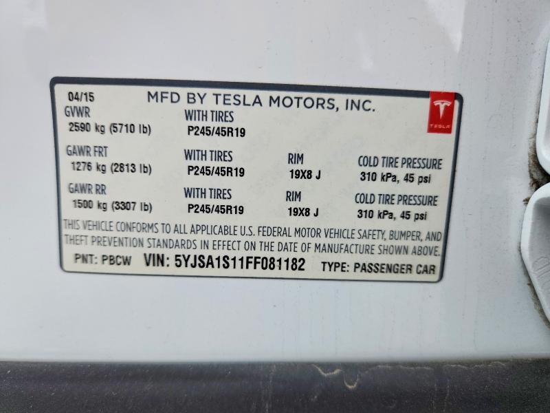 Aukcja sprzedaży 2015 Tesla Model S, vin: 5YJSA1S11FF081182, numer aukcji: 67324476