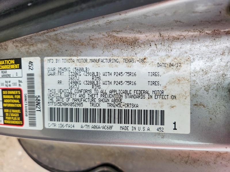 Aukcja sprzedaży 2017 Toyota Tacoma, vin: 5TFSX5EN8HX052985, numer aukcji: 71204696