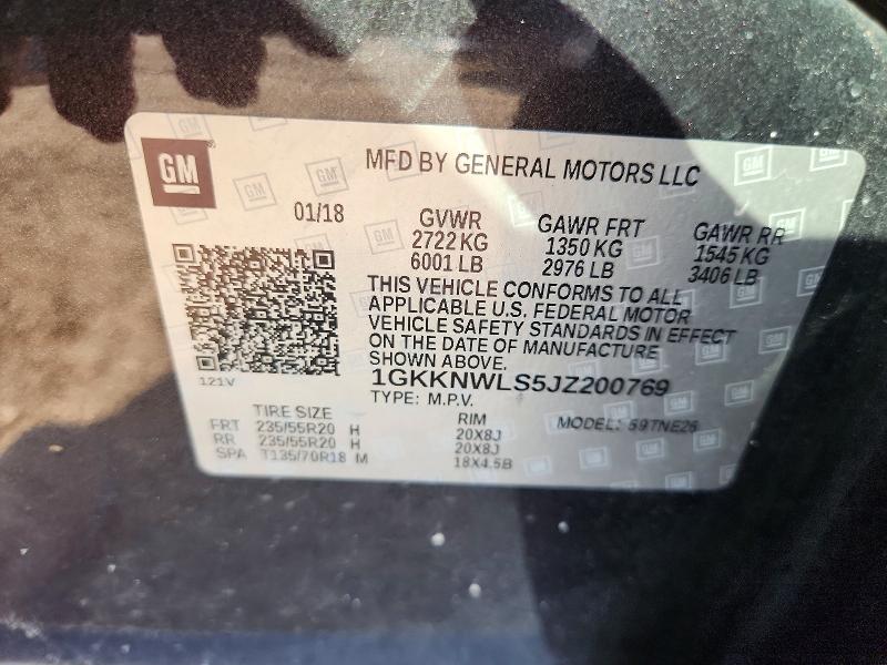 Aukcja sprzedaży 2018 Gmc Acadia, vin: 1GKKNWLS5JZ200769, numer aukcji: 67646286