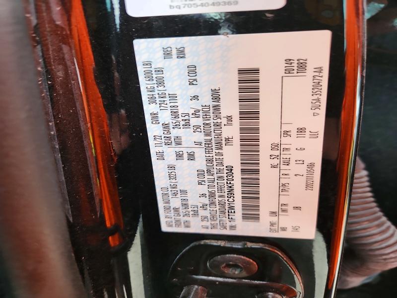 69751256 :رقم المزاد ، 1FTEW1C59NKF03040 vin ، 2022 Ford F150 مزاد بيع