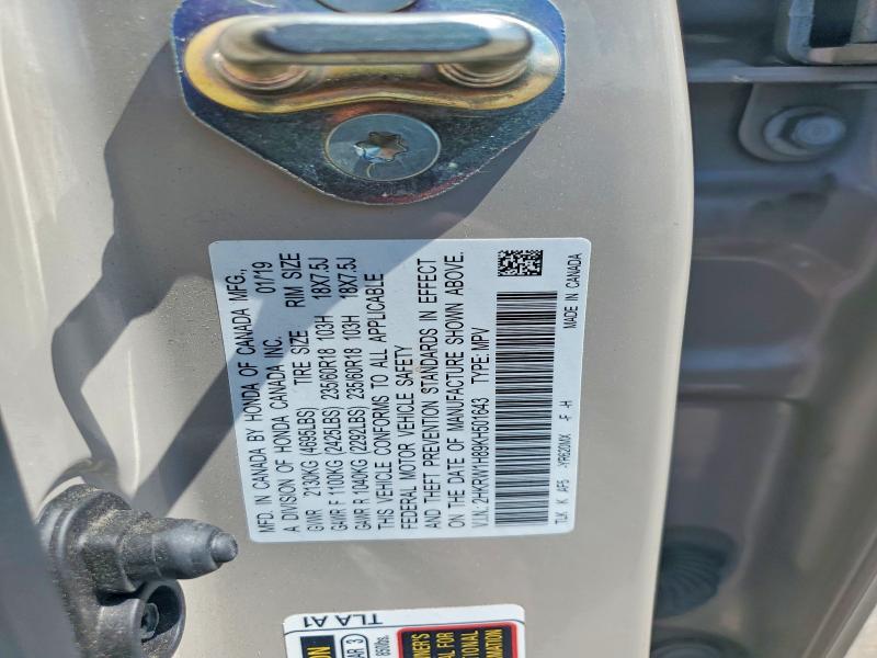 68646146 :رقم المزاد ، 2HKRW1H89KH501643 vin ، 2019 Honda Cr-v مزاد بيع