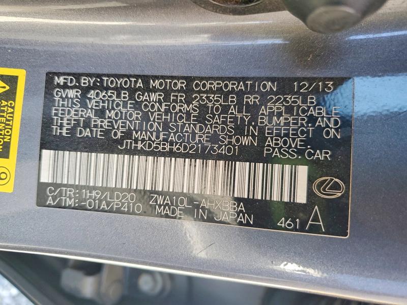 Aukcja sprzedaży 2013 Lexus Ct, vin: JTHKD5BH6D2173401, numer aukcji: 67860656