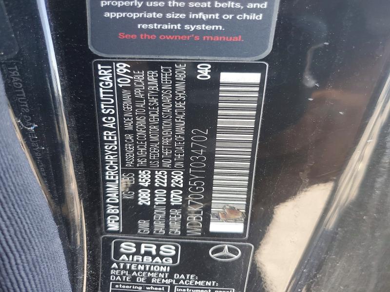 70870906 :رقم المزاد ، WDBLK70G5YT034702 vin ، 2000 Mercedes-benz Clk مزاد بيع