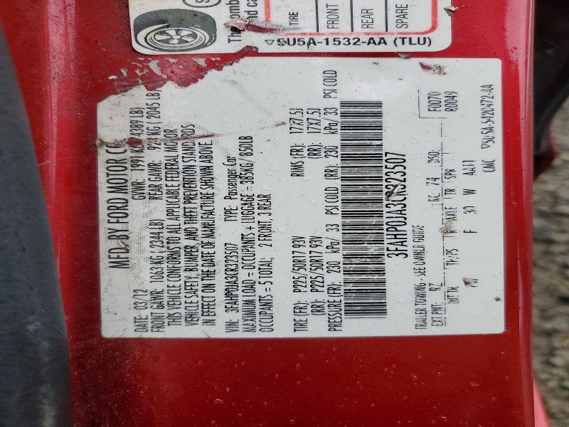 2012 Ford Fusion მანქანა იყიდება აუქციონზე, vin: 3FAHP0JA3CR323507, აუქციონის ნომერი: 70699196