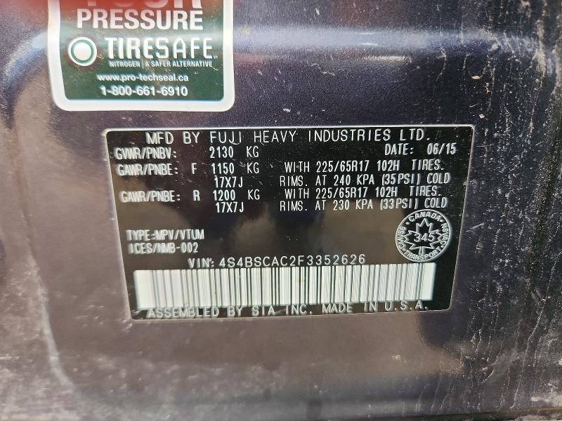 68778586 :رقم المزاد ، 4S4BSCAC2F3352626 vin ، 2015 Subaru Outback مزاد بيع