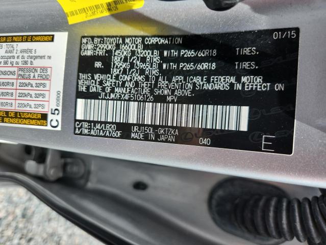 Aukcja sprzedaży 2015 Lexus Gx, vin: JTJJM7FX4F5106126, numer aukcji: 68015276
