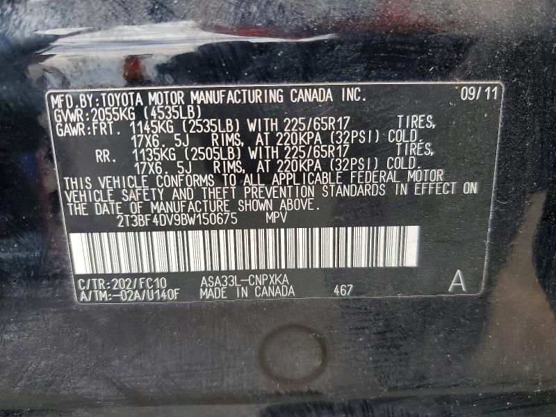 Aukcja sprzedaży 2011 Toyota Rav4, vin: 2T3BF4DV9BW150675, numer aukcji: 70068906