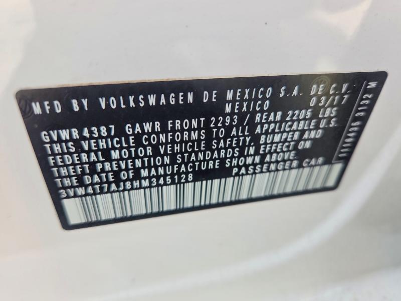 70143366 :رقم المزاد ، 3VW4T7AJ8HM345128 vin ، 2017 Volkswagen Jetta مزاد بيع