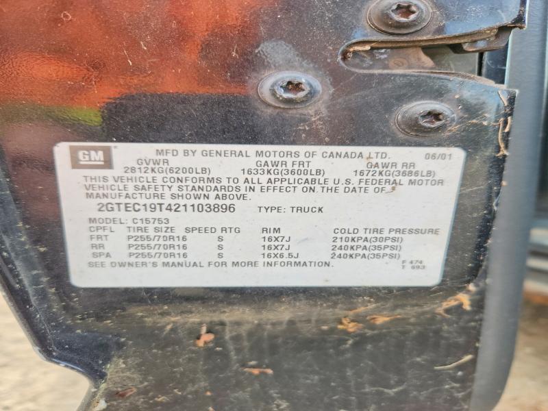 2002 Gmc New Sierra მანქანა იყიდება აუქციონზე, vin: 2GTEC19T421103896, აუქციონის ნომერი: 70429736