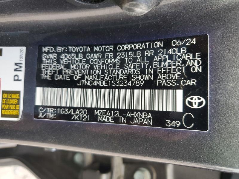 Продаж на аукціоні авто 2025 Toyota Corolla, vin: JTNC4MBE1S3234789, номер лоту: 69913826
