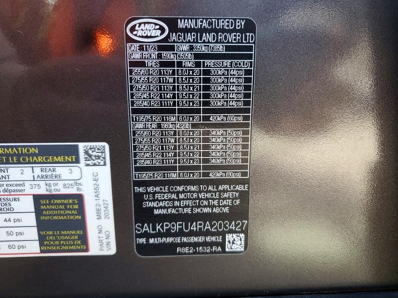 Продаж на аукціоні авто 2024 Land Rover Range Rover, vin: SALKP9FU4RA203427, номер лоту: 68770436