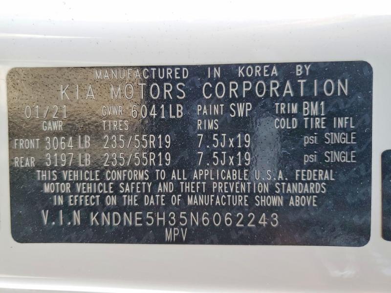 Продажа на аукционе авто 2022 Kia Carnival, vin: KNDNE5H35N6062243, номер лота: 70620186