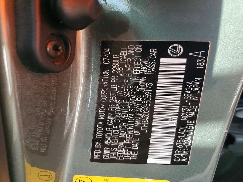 Aukcja sprzedaży 2005 Lexus Es, vin: JTHBA30G955059173, numer aukcji: 69548386