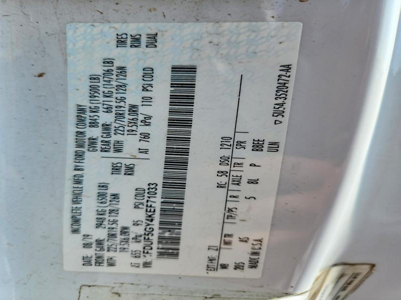 67155436 :رقم المزاد ، 1FDUF5GY4KEF71033 vin ، 2019 Ford F550 مزاد بيع