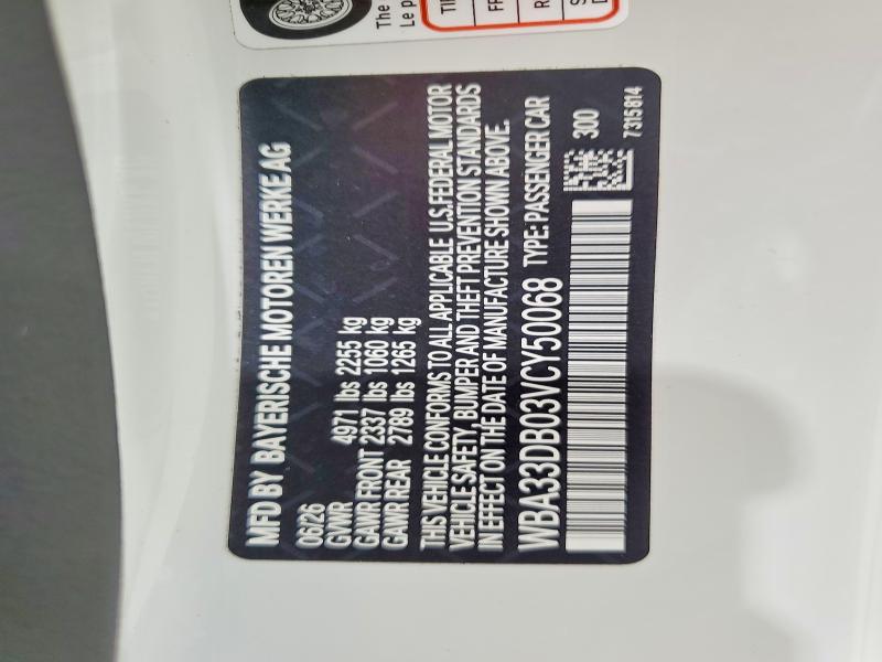 Aukcja sprzedaży 2027 Bmw 430i, vin: WBA33DB03VCY50068, numer aukcji: 70064316