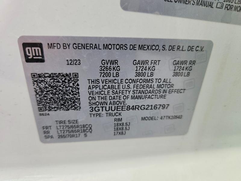Продажа на аукционе авто 2024 Gmc Sierra, vin: 3GTUUEE84RG216797, номер лота: 67915376
