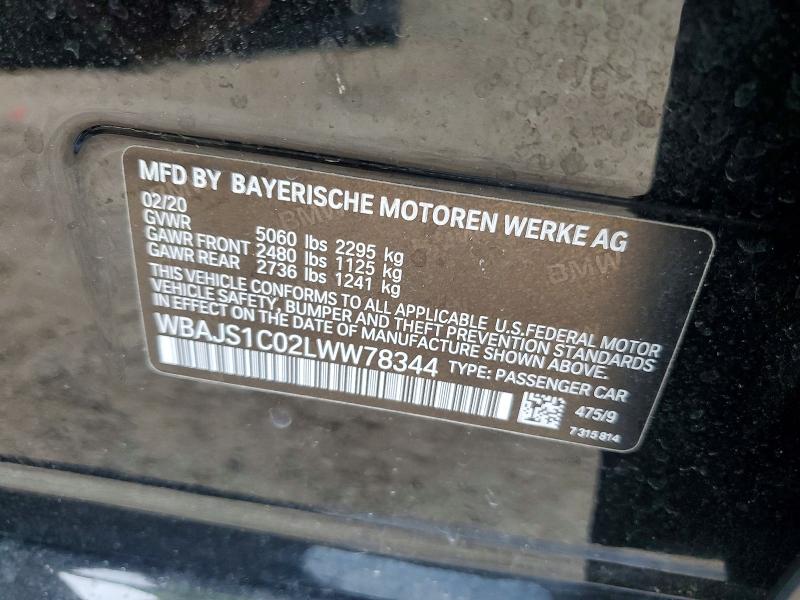 67068306 :رقم المزاد ، WBAJS1C02LWW78344 vin ، 2020 Bmw 540 مزاد بيع