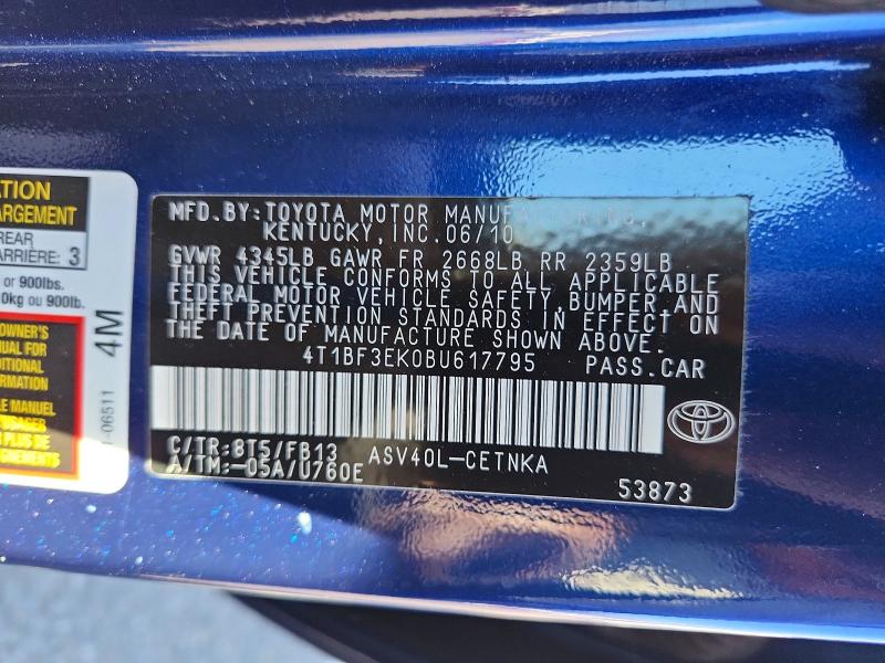 Продажа на аукционе авто 2011 Toyota Camry, vin: 4T1BF3EK0BU617795, номер лота: 68499416