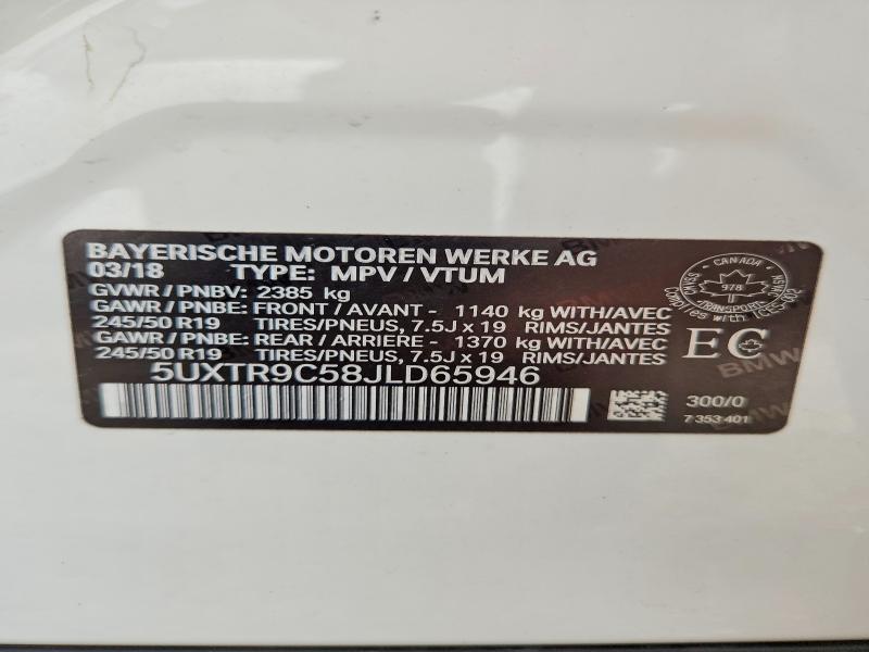 Aukcja sprzedaży 2018 Bmw X3, vin: 5UXTR9C58JLD65946, numer aukcji: 69044246