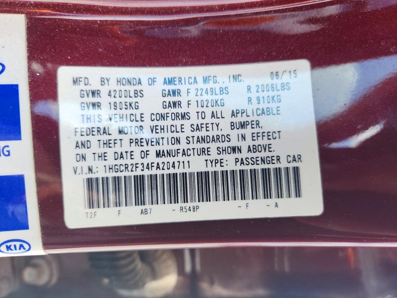 Aukcja sprzedaży 2015 Honda Accord, vin: 1HGCR2F34FA204711, numer aukcji: 68939836