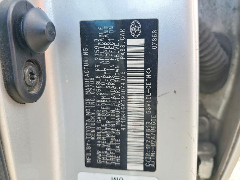 Продажа на аукционе авто 2009 Toyota Camry, vin: 4T1BK46K09U074376, номер лота: 70406956