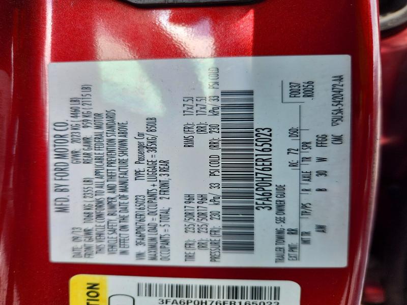 Aukcja sprzedaży 2014 Ford Fusion, vin: 3FA6P0H76ER165023, numer aukcji: 69781936