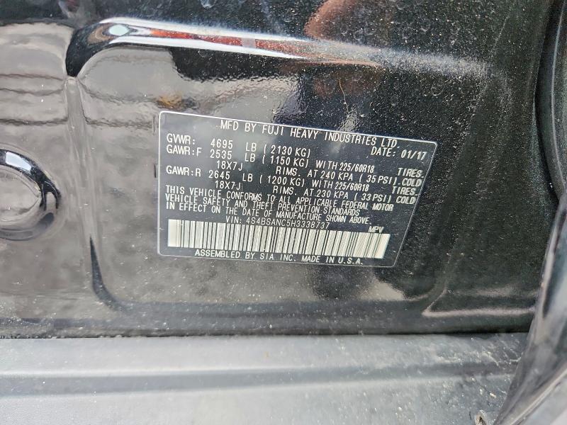 2017 Subaru Outback მანქანა იყიდება აუქციონზე, vin: 4S4BSANC5H3338737, აუქციონის ნომერი: 66585606