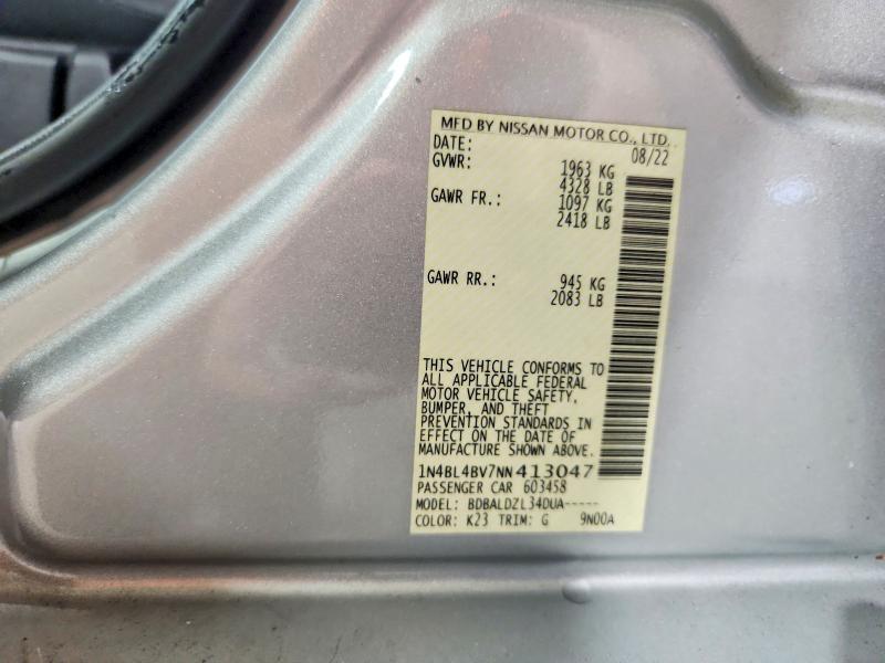 Продаж на аукціоні авто 2022 Nissan Altima, vin: 1N4BL4BV7NN413047, номер лоту: 67444446