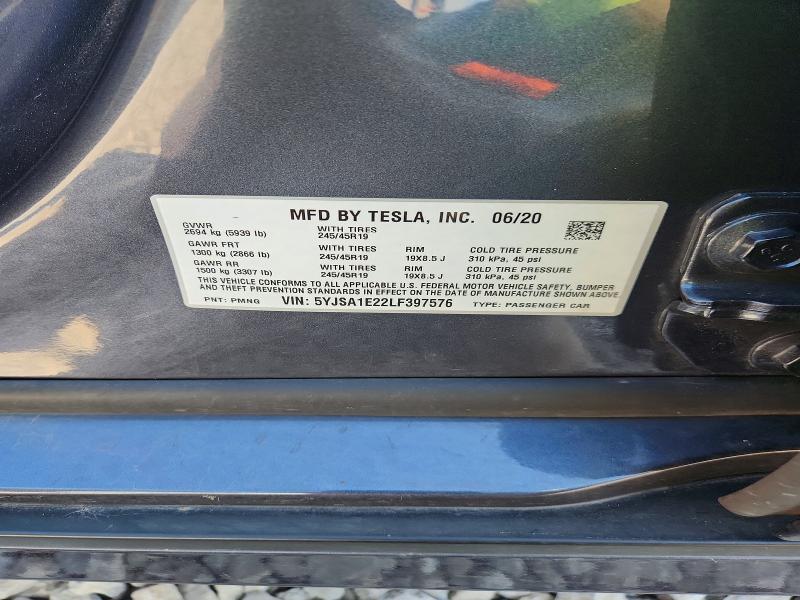 Продажа на аукционе авто 2020 Tesla Model S, vin: 5YJSA1E22LF397576, номер лота: 67258566