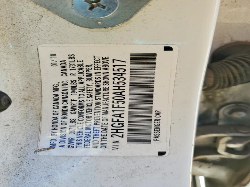 68648966 :رقم المزاد ، 2HGFA1F50AH534517 vin ، 2010 Honda Civic مزاد بيع