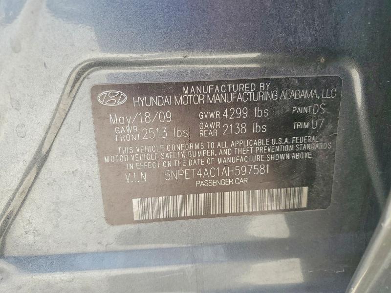 65961936 :رقم المزاد ، 5NPET4AC1AH597581 vin ، 2010 Hyundai Sonata مزاد بيع
