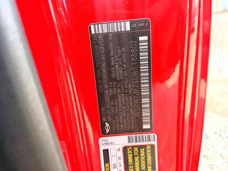 Aukcja sprzedaży 2008 Mini Cooper, vin: WMWMF73518TT88802, numer aukcji: 70305936