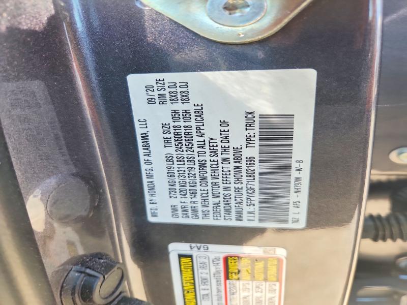 2020 Honda Ridgeline მანქანა იყიდება აუქციონზე, vin: 5FPYK3F71LB021696, აუქციონის ნომერი: 67837956