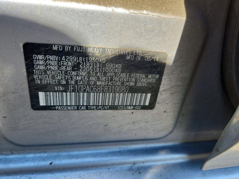 Продаж на аукціоні авто 2014 Subaru Impreza, vin: JF1GPAC68E8319080, номер лоту: 69326336