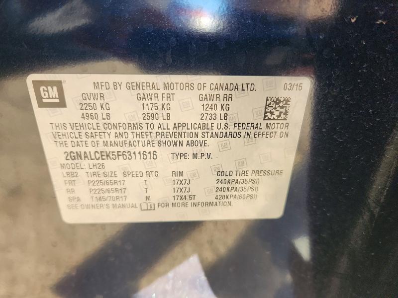 Aukcja sprzedaży 2015 Chevrolet Equinox, vin: 2GNALCEK5F6311616, numer aukcji: 70486776