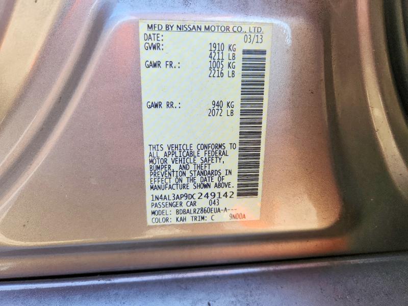 2013 Nissan Altima მანქანა იყიდება აუქციონზე, vin: 1N4AL3AP9DC249142, აუქციონის ნომერი: 70541926