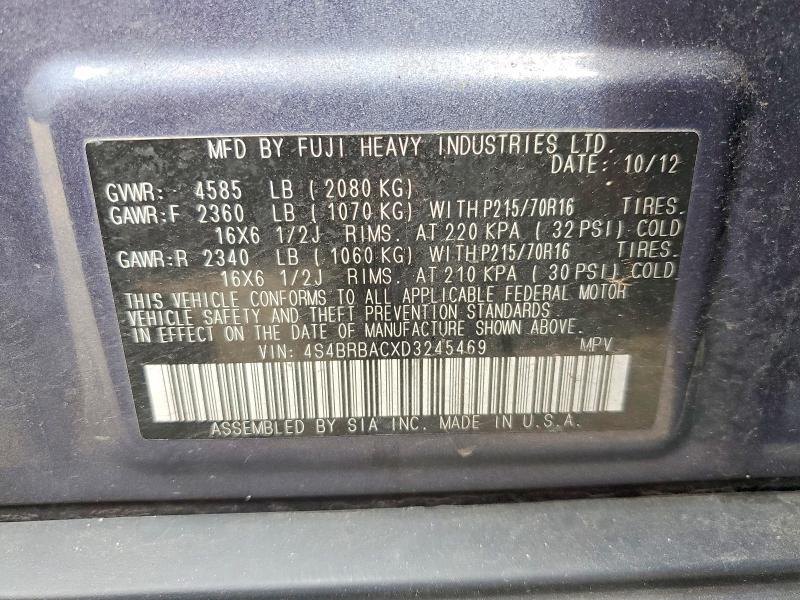 Aukcja sprzedaży 2013 Subaru Outback, vin: 4S4BRBACXD3245469, numer aukcji: 68056256