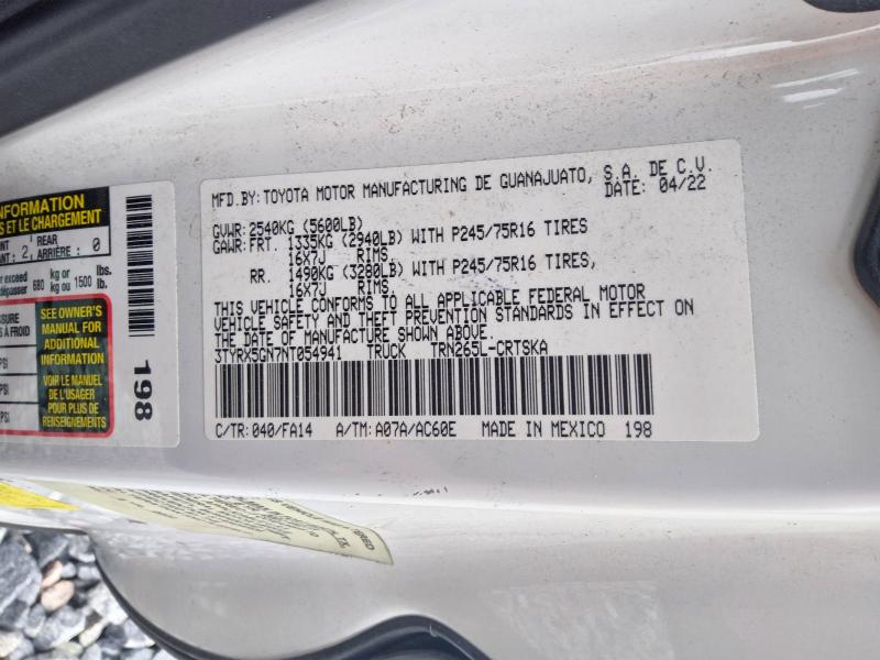 Продаж на аукціоні авто 2022 Toyota Tacoma, vin: 3TYRX5GN7NT054941, номер лоту: 70551766