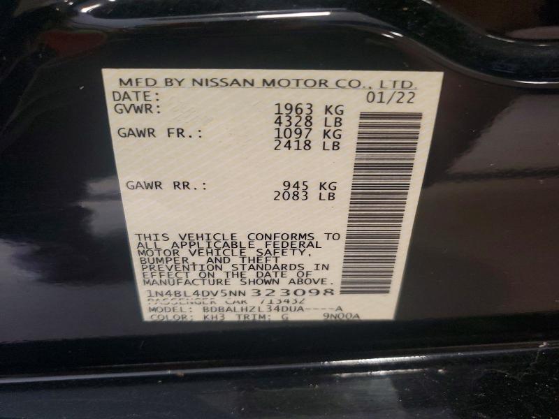 67962366 :رقم المزاد ، 1N4BL4DV5NN323098 vin ، 2022 Nissan Altima مزاد بيع