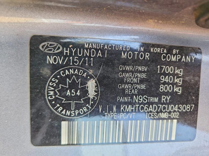 70069316 :رقم المزاد ، KMHTC6AD7CU043087 vin ، 2012 Hyundai Veloster مزاد بيع