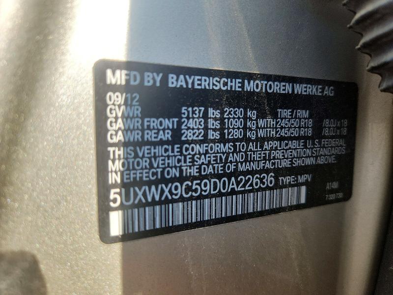Aukcja sprzedaży 2013 Bmw X3, vin: 5UXWX9C59D0A22636, numer aukcji: 69566056
