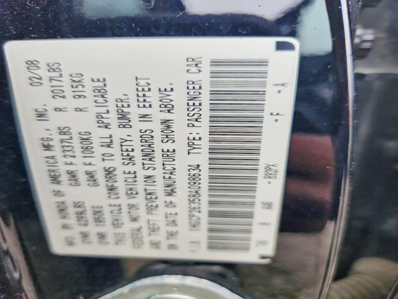 Aukcja sprzedaży 2008 Honda Accord, vin: 1HGCP26358A098634, numer aukcji: 70163896