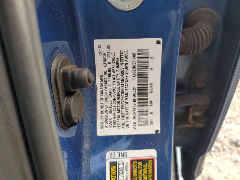 70234616 :رقم المزاد ، 2HGFA1F51BH506629 vin ، 2011 Honda Civic مزاد بيع