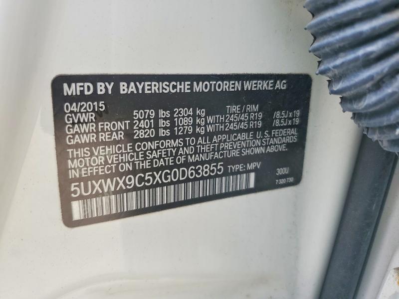 69304236 :رقم المزاد ، 5UXWX9C5XG0D63855 vin ، 2016 Bmw X3 مزاد بيع
