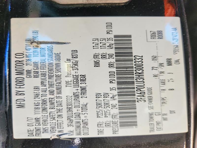 Продаж на аукціоні авто 2017 Ford Fusion, vin: 3FA6P0LU3HR300332, номер лоту: 70497226