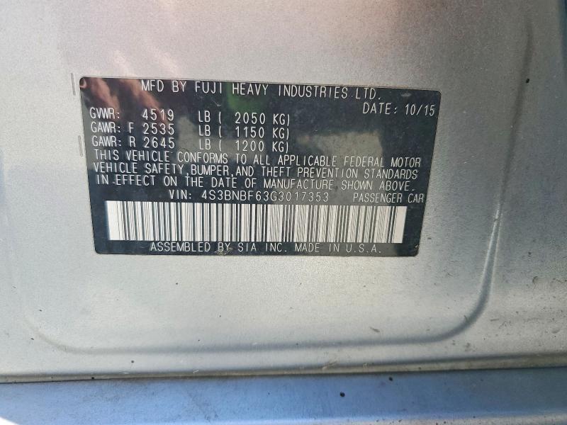 Aukcja sprzedaży 2016 Subaru Legacy, vin: 4S3BNBF63G3017353, numer aukcji: 70155016