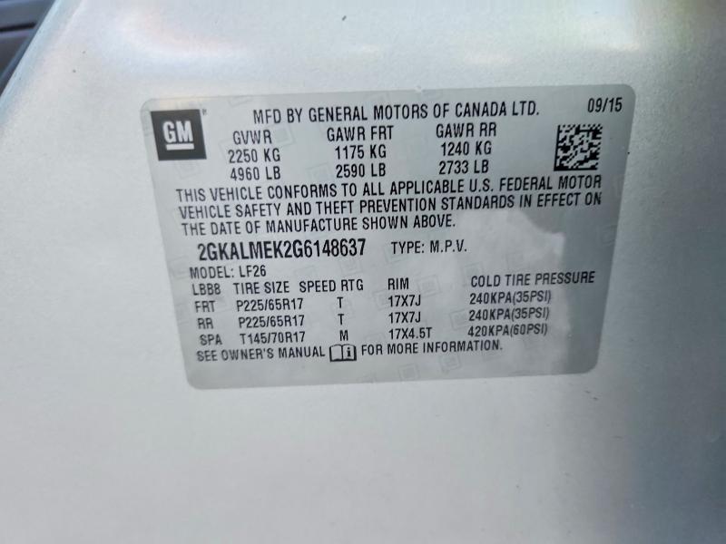 Продаж на аукціоні авто 2016 Gmc Terrain, vin: 2GKALMEK2G6148637, номер лоту: 67443146