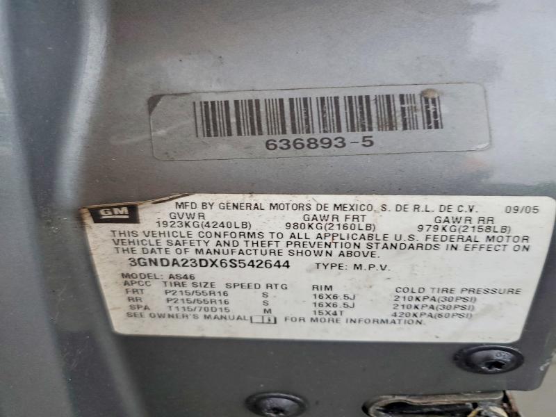 2006 Chevrolet Hhr მანქანა იყიდება აუქციონზე, vin: 3GNDA23DX6S542644, აუქციონის ნომერი: 69881586